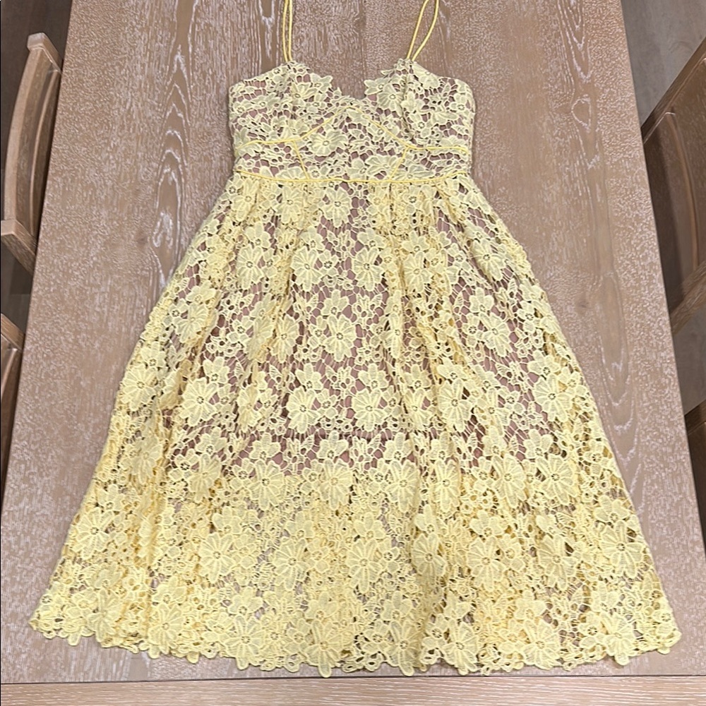 Donna Morgan Yellow Lace Dress